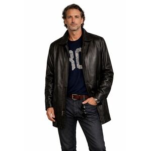 Michael Hoban North Beach Leather Jacket XL Black Buttery Soft Belt Liner